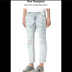One teaspoon lonely boys blue hart distressed jean